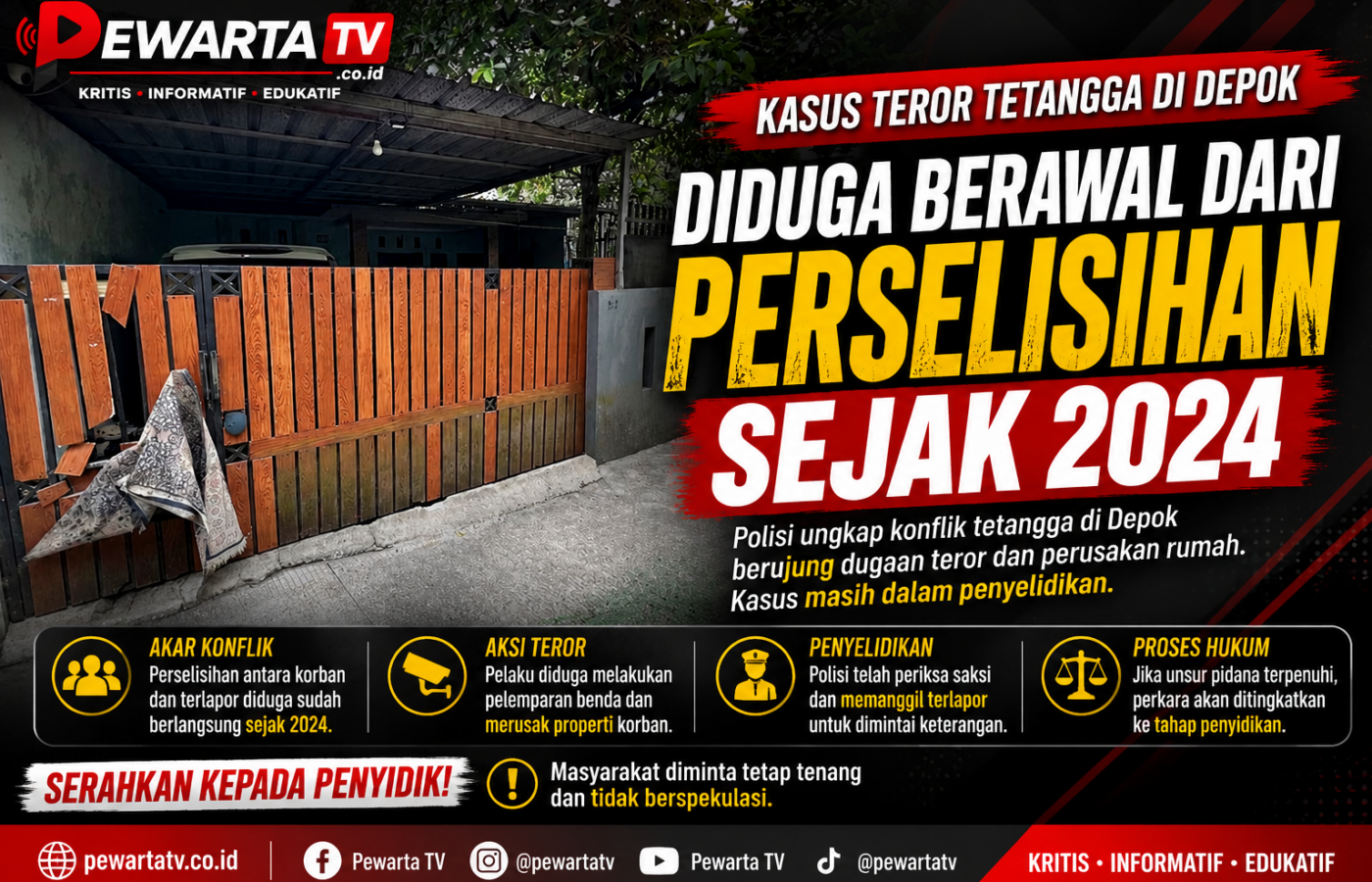 Polisi Ungkap Akar Konflik Teror Tetangga di Depok, Perselisihan Diduga Berlangsung Sejak 2024