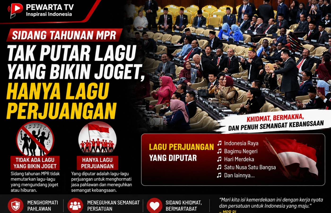 Sidang Tahunan MPR Tak Putar Lagu yang Bikin Joget, Hanya Lagu Perjuangan