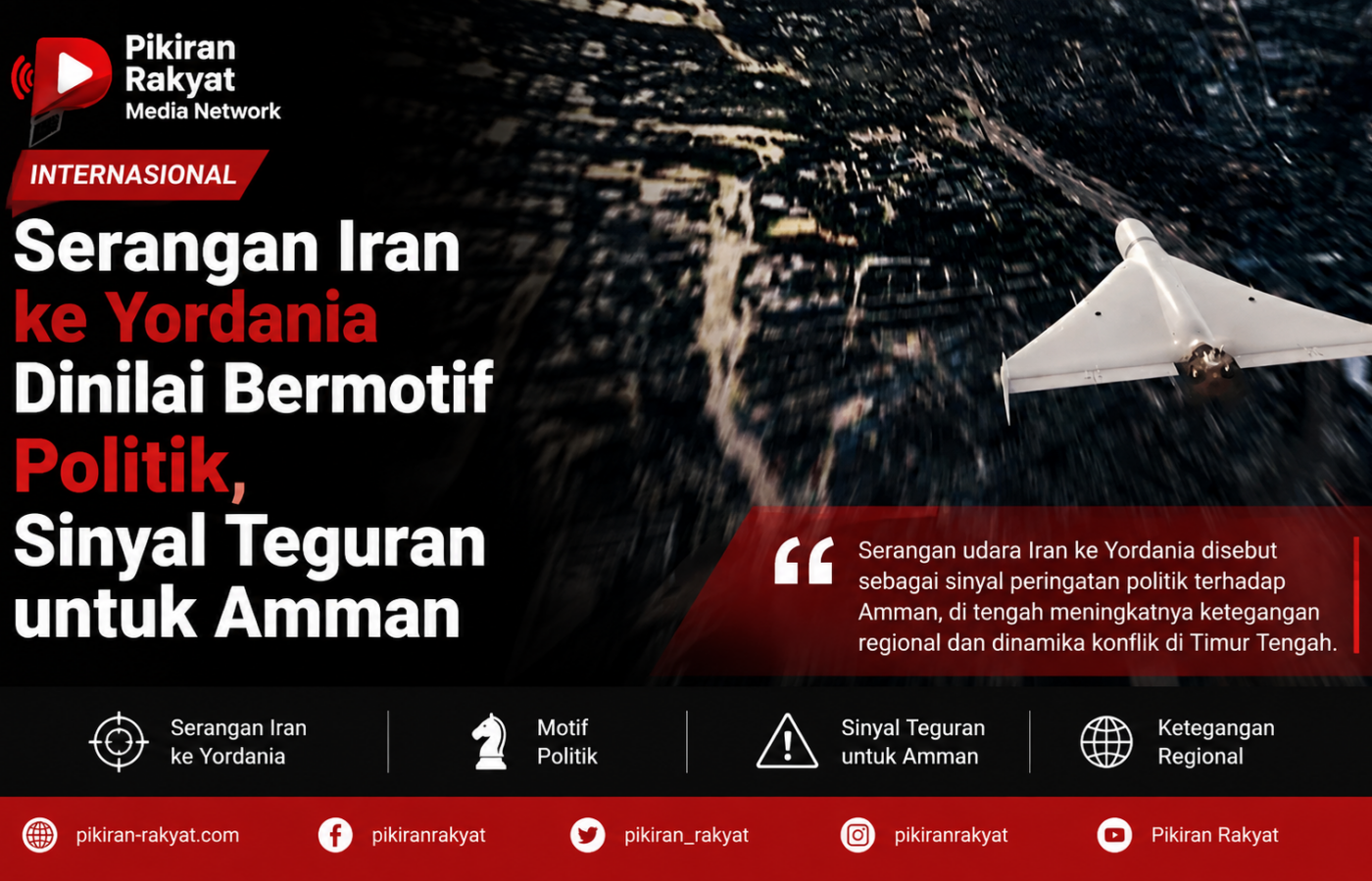 Serangan Iran ke Yordania Dinilai Bermotif Politik, Sinyal Teguran untuk Amman