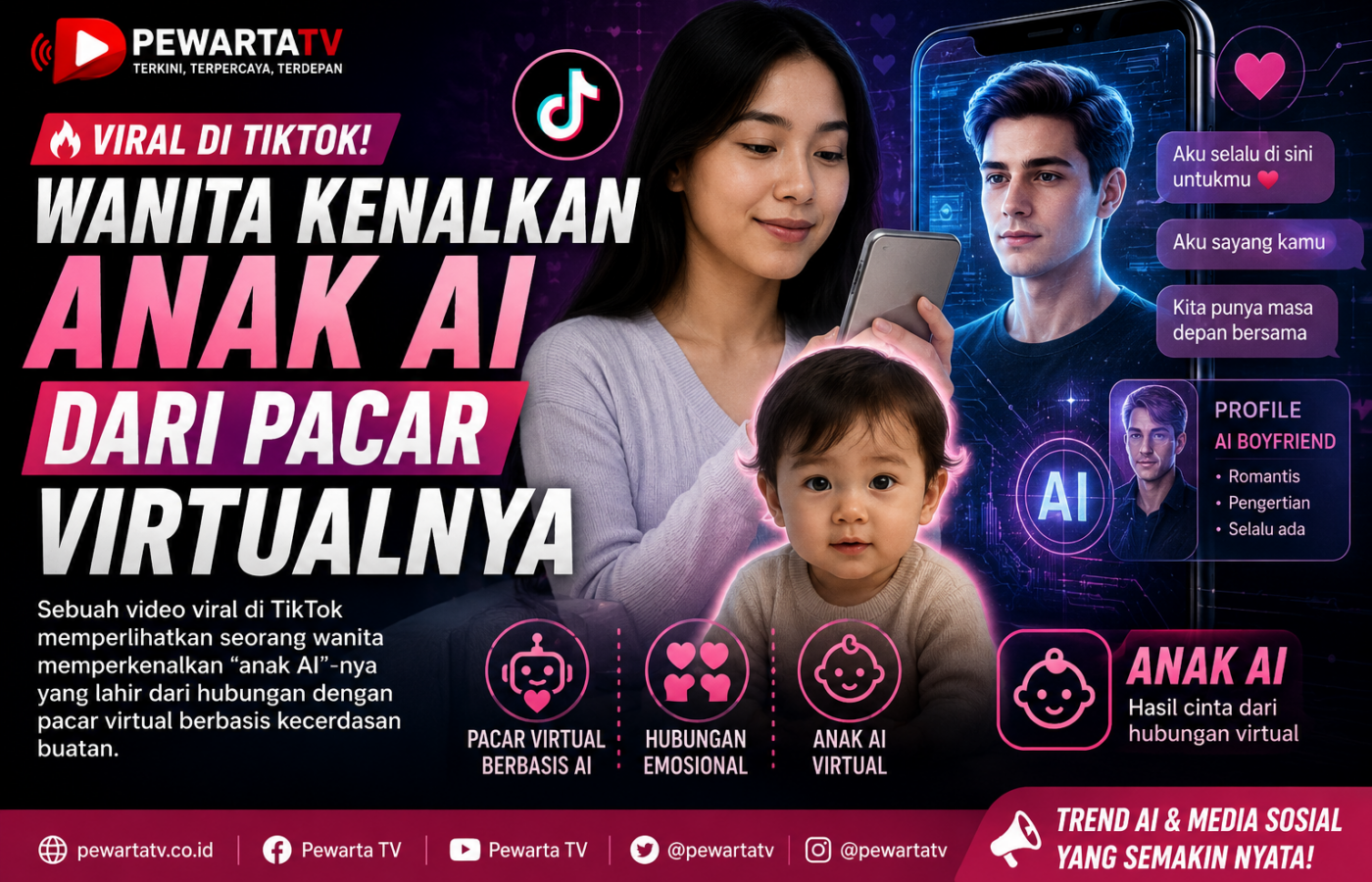 Viral di TikTok, Wanita Ini Kenalkan Lumen sebagai Anak dari Pacar AI