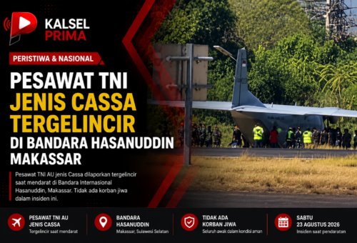 Pesawat TNI Jenis Cassa Tergelincir di Bandara Hasanuddin Makassar