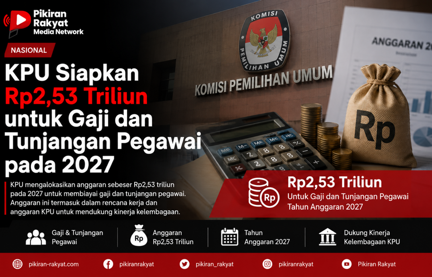 KPU Siapkan Rp2,53 Triliun untuk Gaji dan Tunjangan Pegawai pada 2027