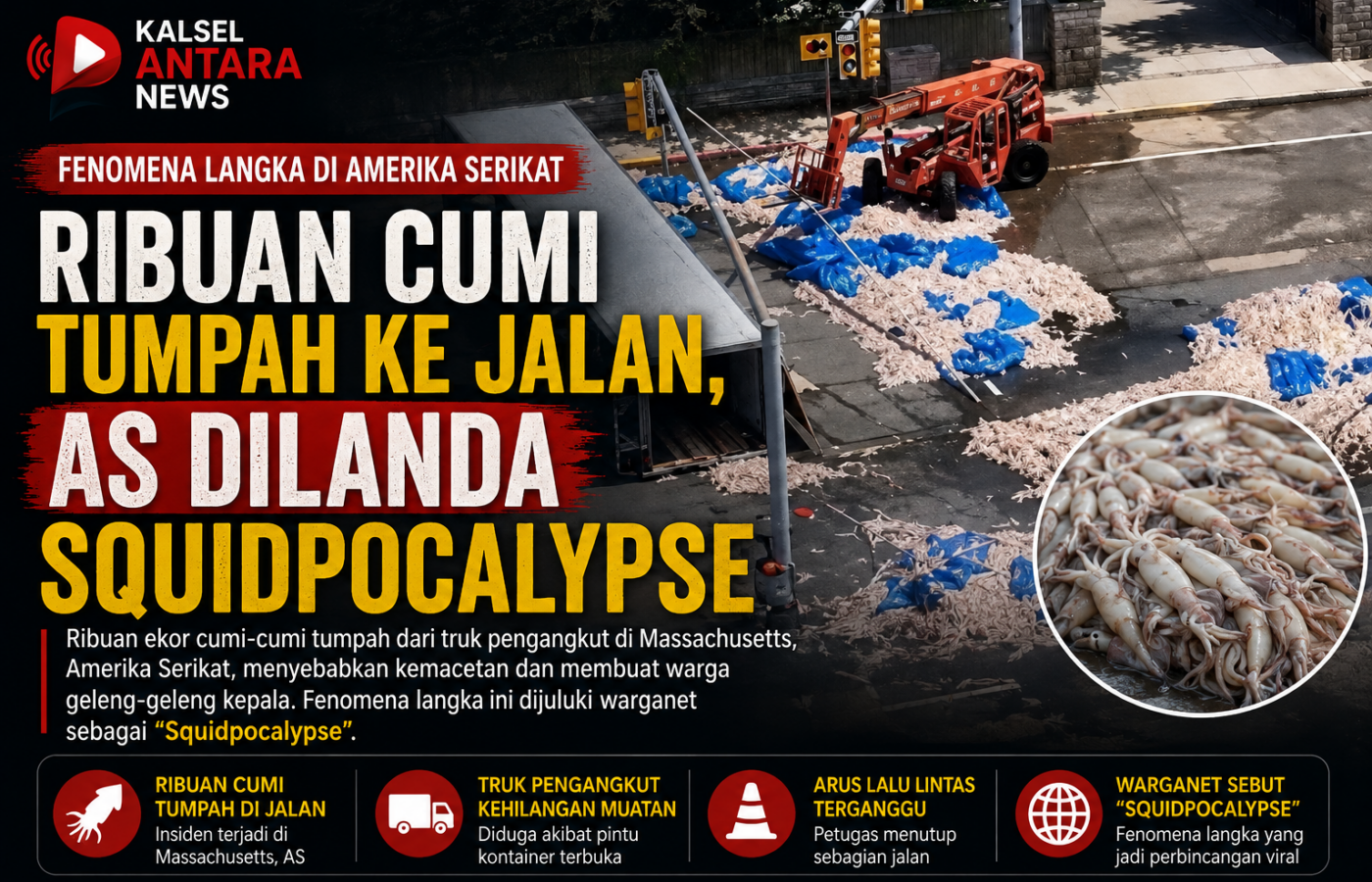 Ribuan Cumi Tumpah ke Jalan, AS Dilanda Squidpocalypse