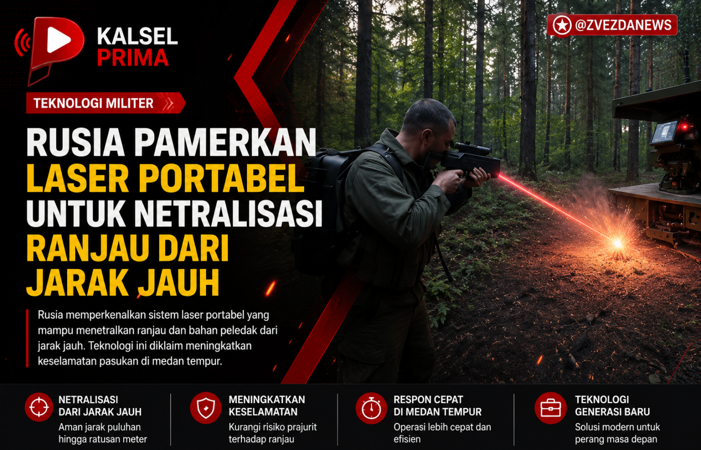 Rusia Pamerkan Laser Portabel untuk Netralisasi Ranjau dari Jarak Jauh