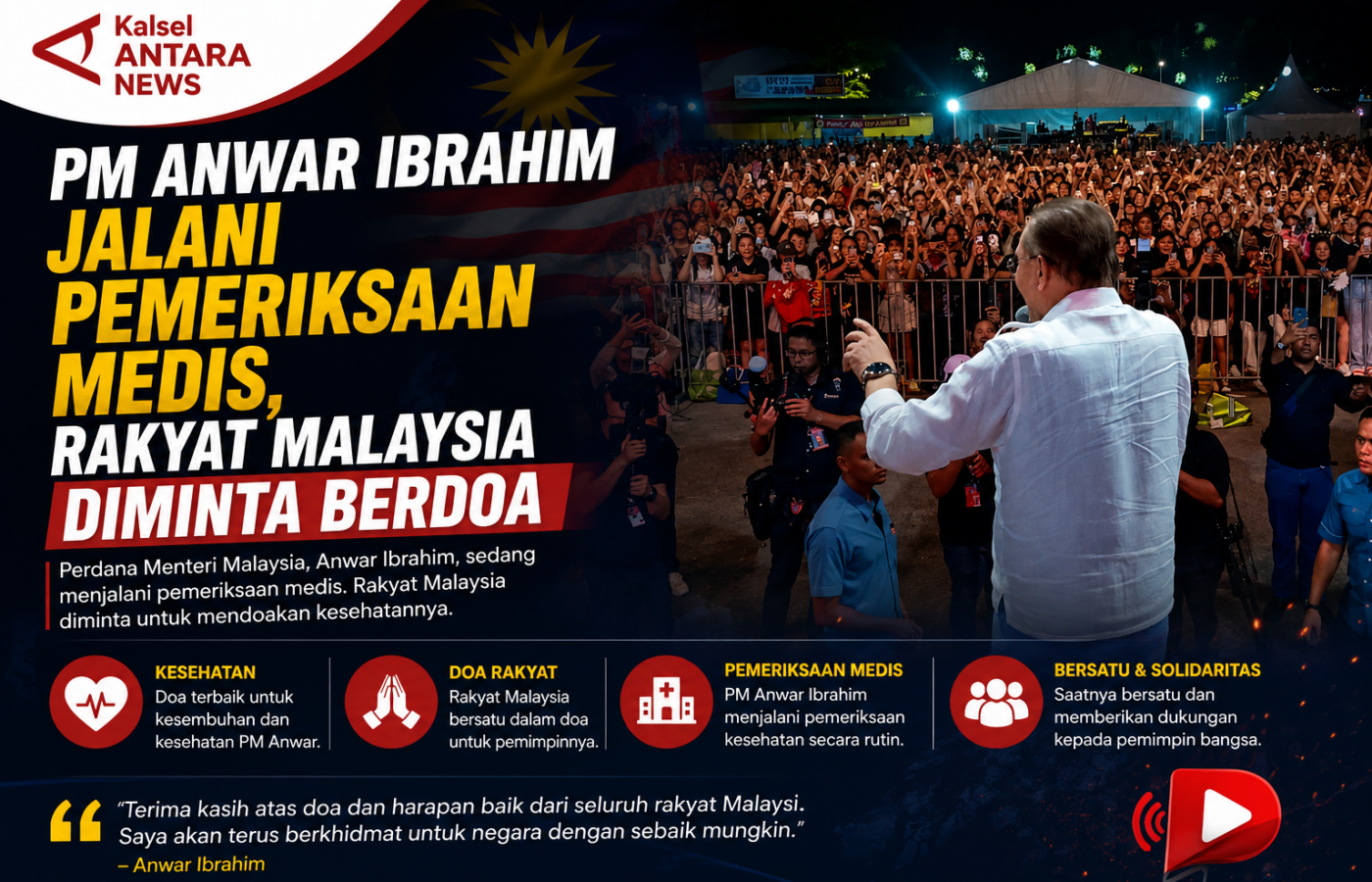 PM Anwar Ibrahim Jalani Pemeriksaan Medis, Rakyat Malaysia Diminta Berdoa