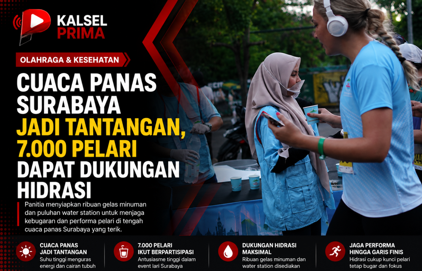 Cuaca Panas Surabaya Jadi Tantangan, 7.000 Pelari Dapat Dukungan Hidrasi