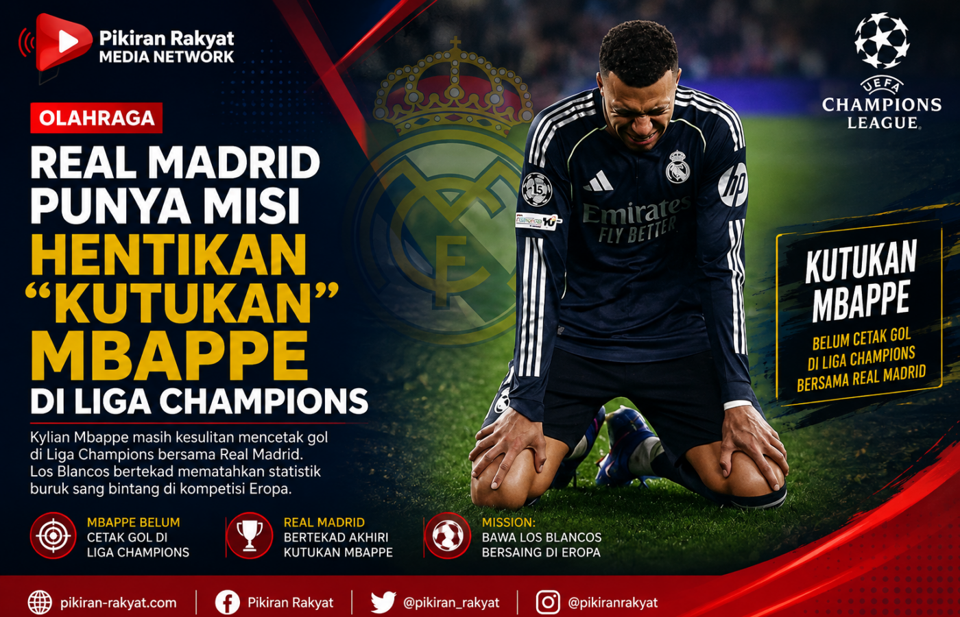 Real Madrid Punya Misi Hentikan “Kutukan” Mbappe di Liga Champions