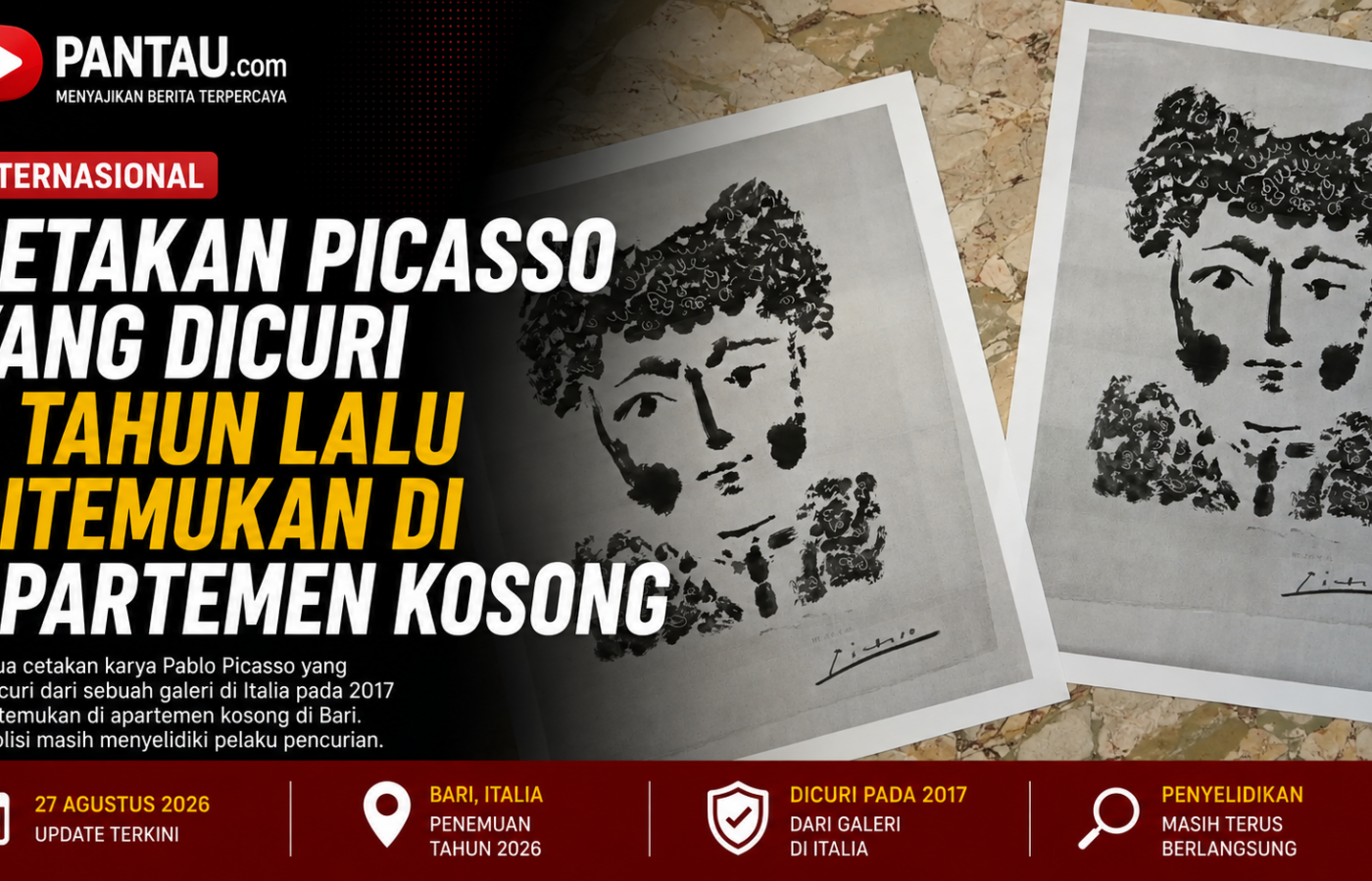 Cetakan Picasso yang Dicuri 8 Tahun Lalu Ditemukan di Apartemen Kosong