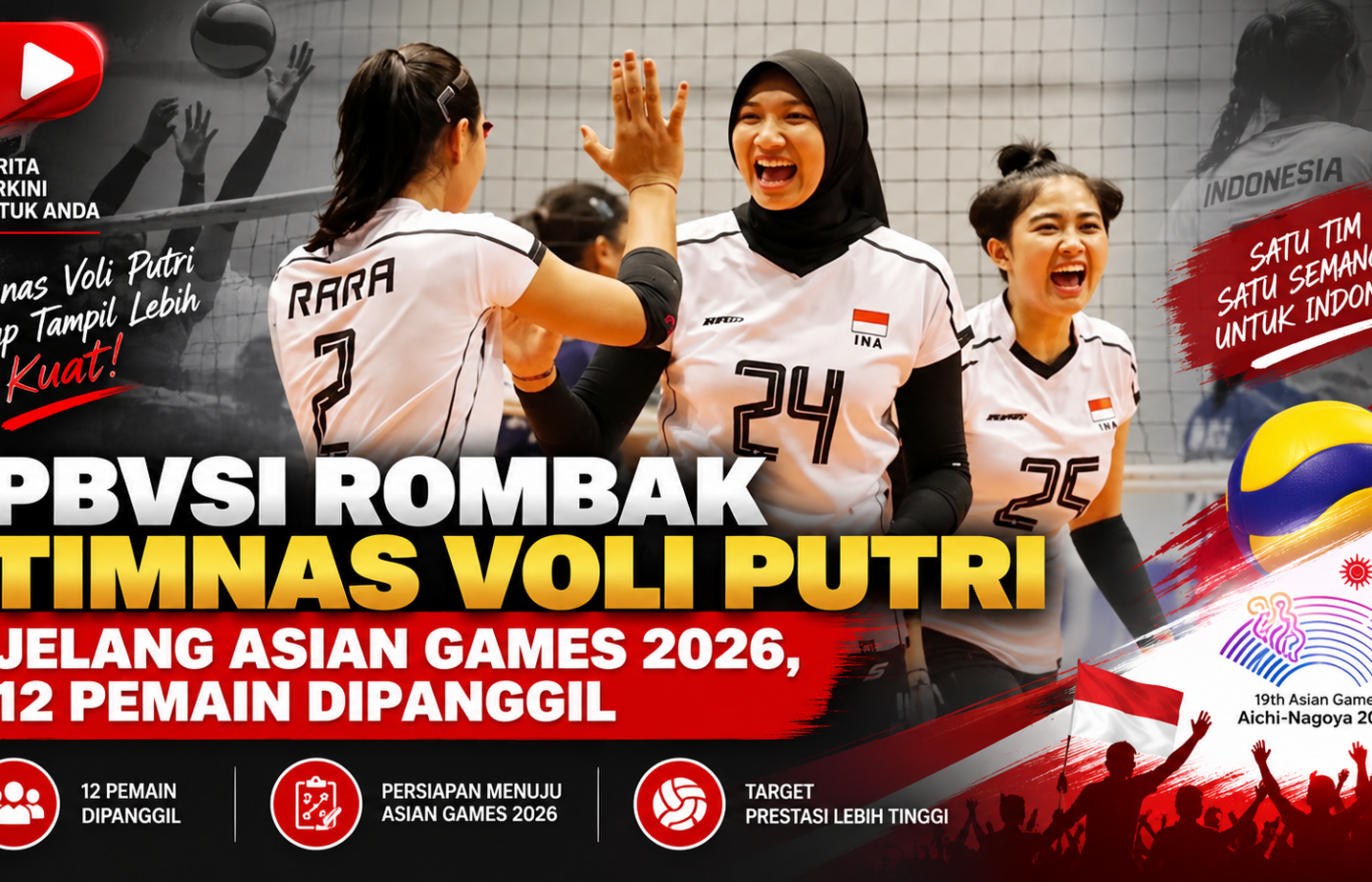 PBVSI Rombak Timnas Voli Putri Jelang Asian Games 2026, 12 Pemain Dipanggil