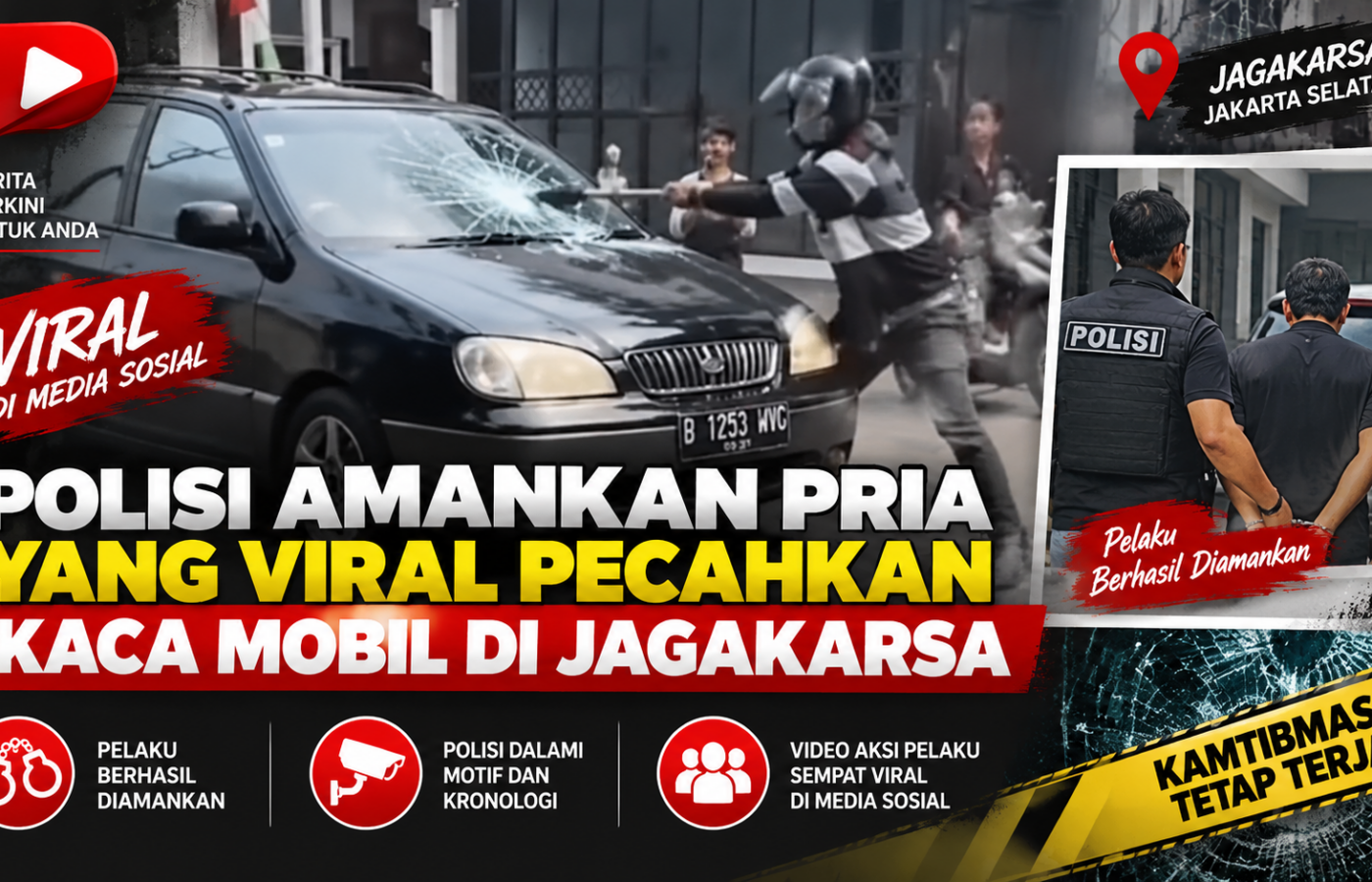 Polisi Amankan Pria yang Viral Pecahkan Kaca Mobil di Jagakarsa