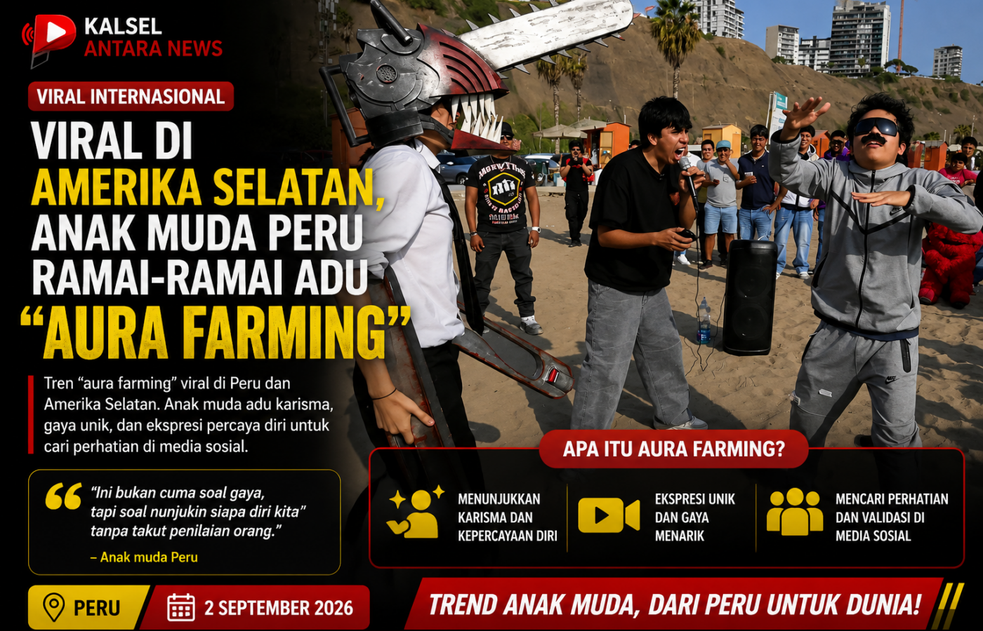 Viral di Amerika Selatan, Anak Muda Peru Ramai-Ramai Adu “Aura Farming”